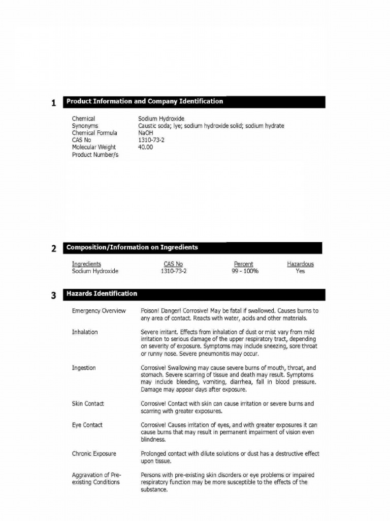MSDS Caustic Soda PDF