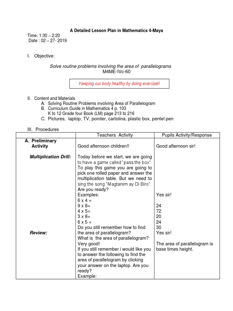 TEGR 108 Lesson 3.4 A Detailed Lesson Plan in Mathematics 4 ..... | PDF ...