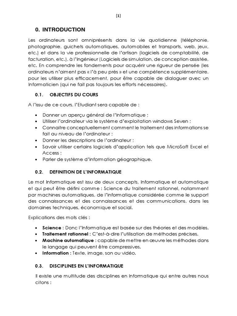 Cours d'Informatique Générale Gratuit | PDF | Imprimante (Informatique ...