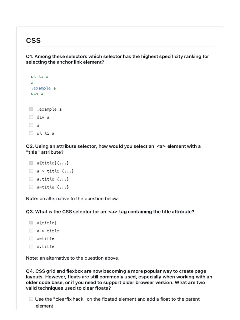 CSS QB | PDF
