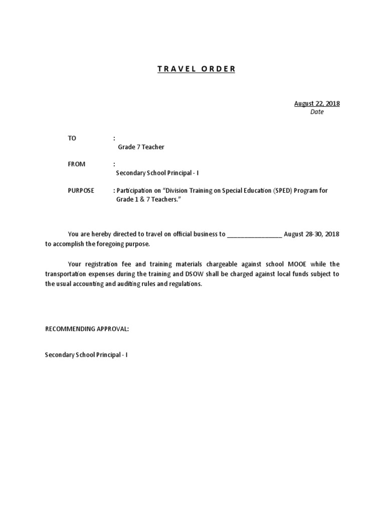 Travel Order PDF