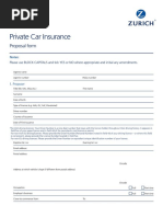 Motor Insurance Proposal Form | PDF | Vehicle Insurance | Insurance