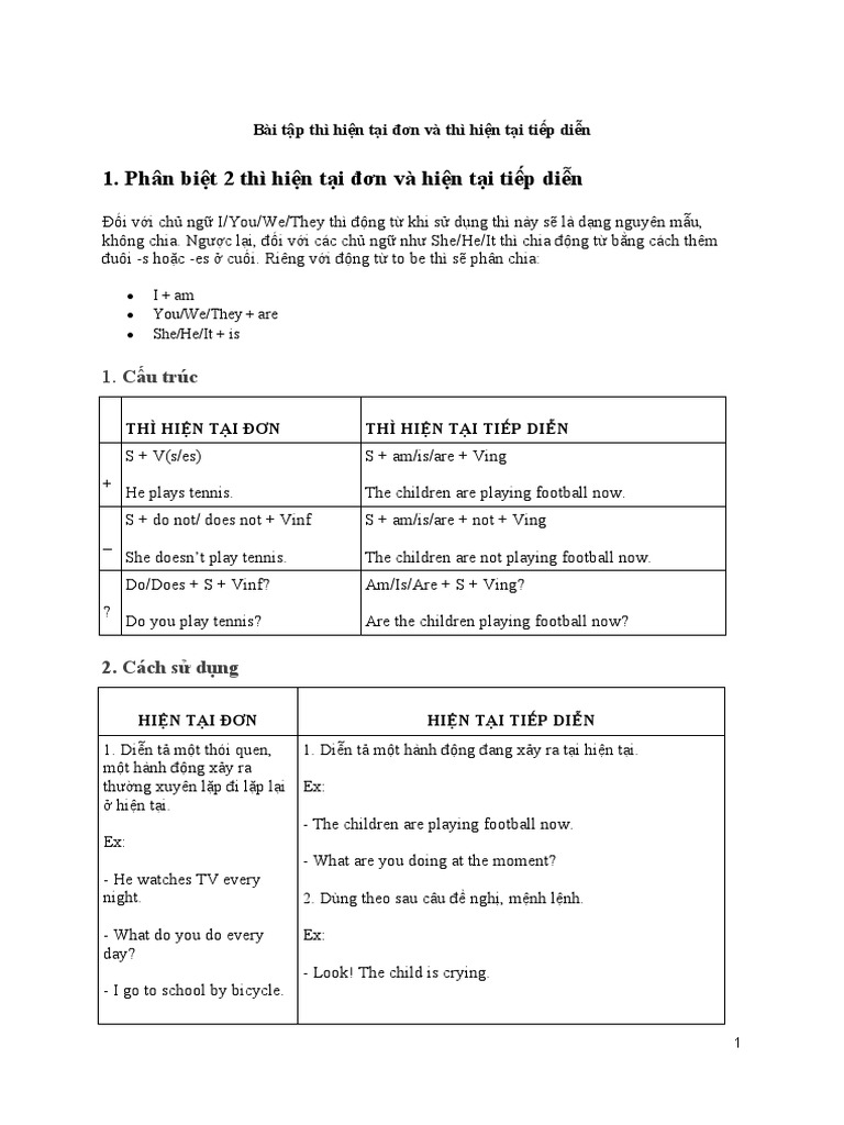 Bai tap hien tai don thi hien tai tiep dien pdf