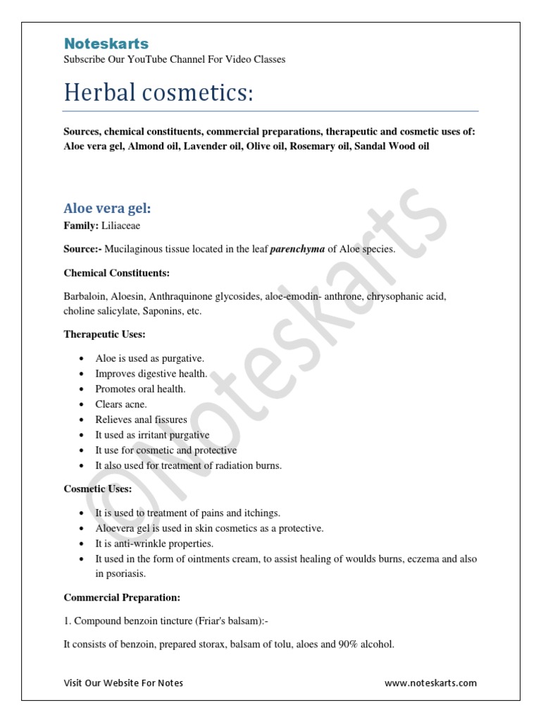 Herbal Cosmetics Pharmacognosy Pdf Almond Natural Products