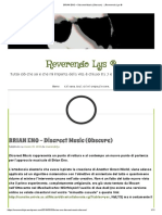BRIAN ENO - Discreet Music (Obscure) - Reverendo Lys ®