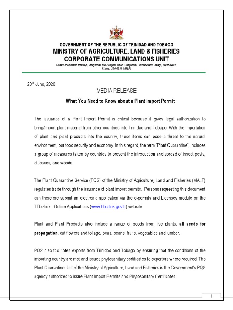 Media Release Ministry of Agriculture Land and Fisheries What You Need To Know About A Plant