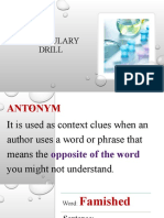Vocabulary Drill Antonym