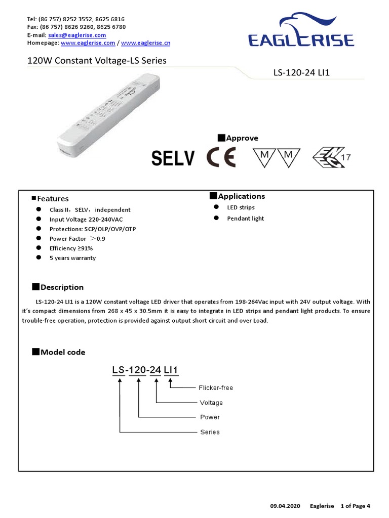 120W LED Driver LS-120-24 LI1 | PDF