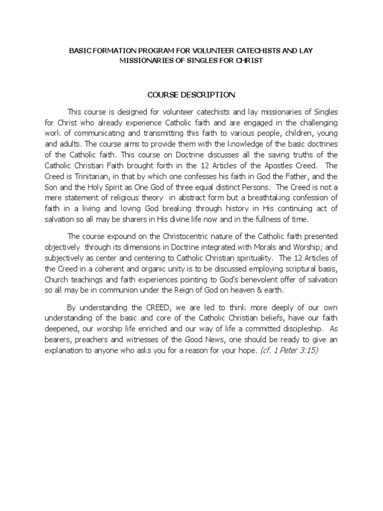 Syllabus On Basic Christian Doctine Pdf Resurrection Of Jesus Faith