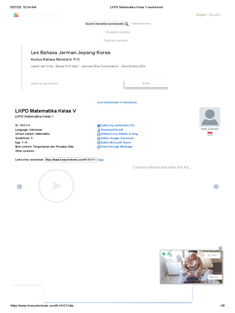 Lkpd matematika kelas v worksheet pdf information technology software