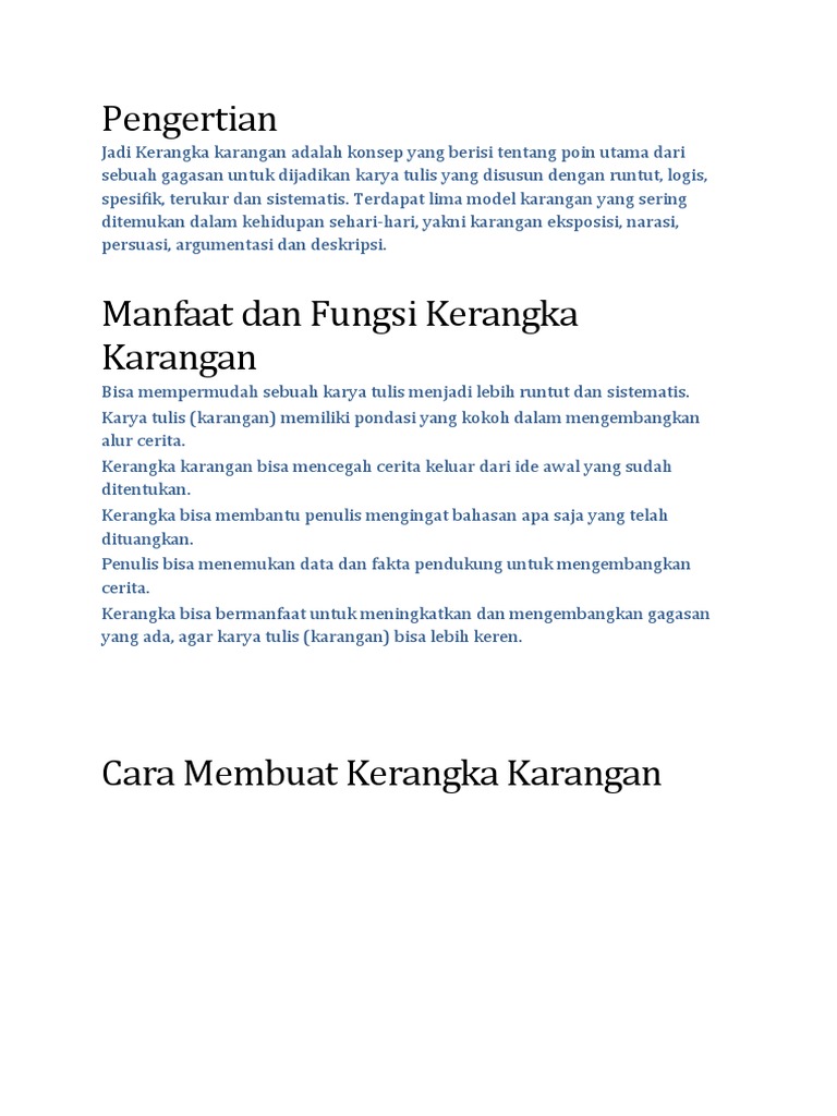 Fungsi dan Cara Membuat Kerangka Karangan | PDF | Fiksi Umum