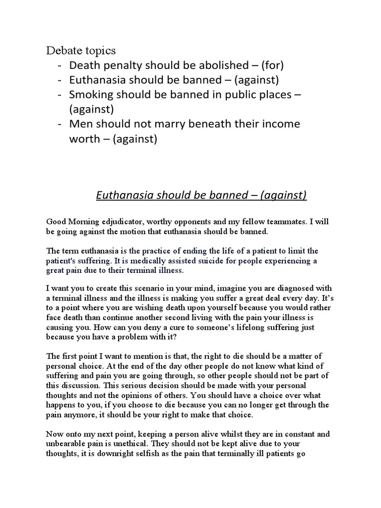 Debate Topics PDF