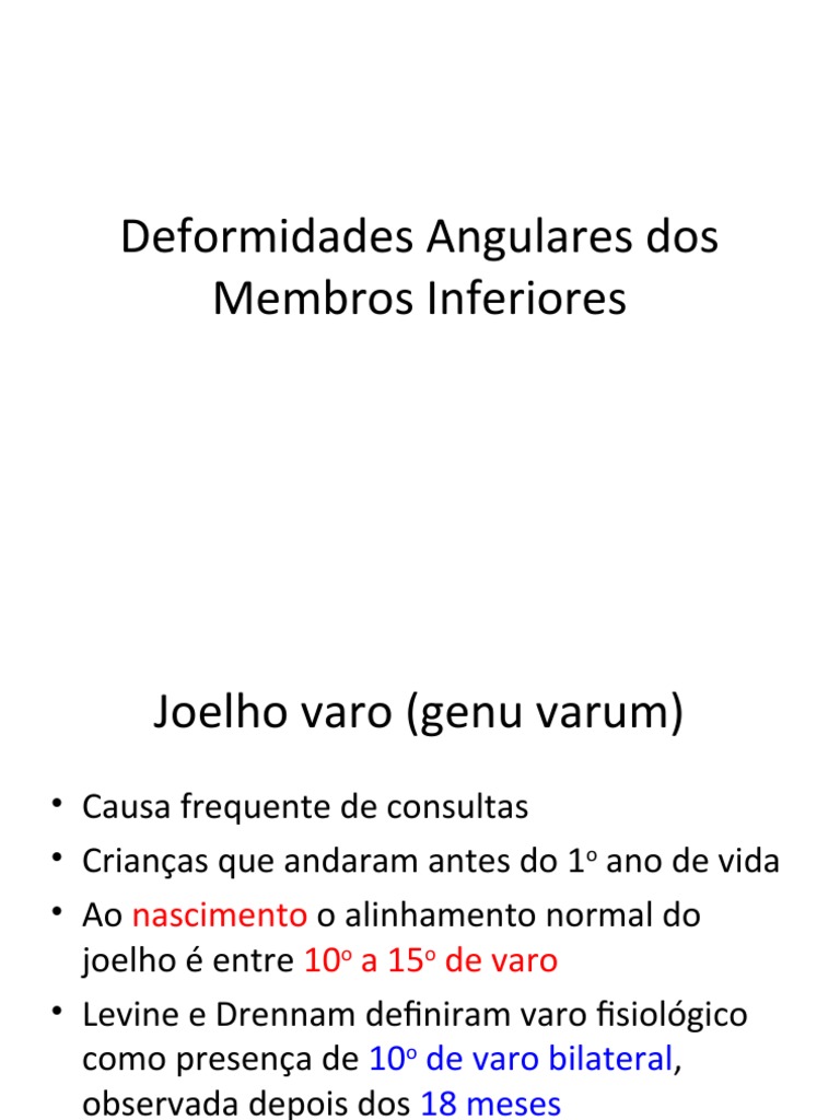 Deformidades Angulares Dos Membros Inferiores e Doença de Blount | PDF ...