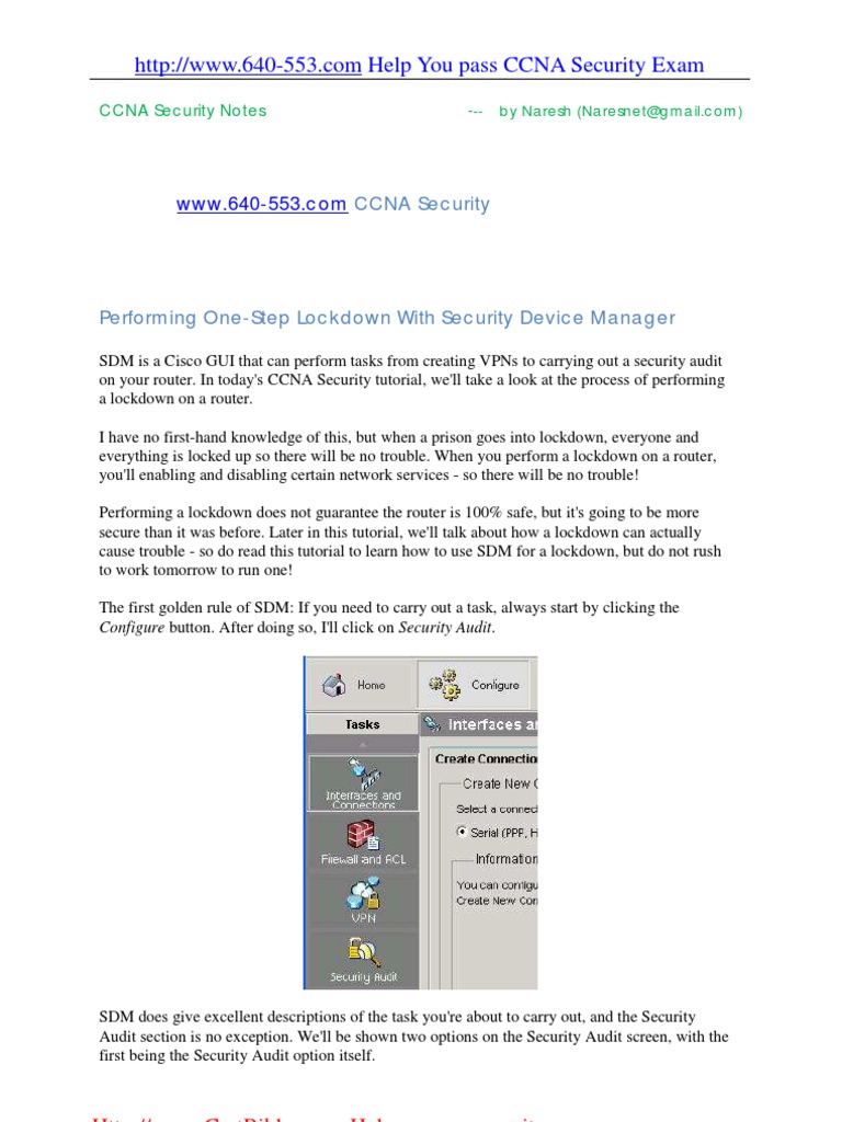 CCNA Security 640553 Study Notes PDF Cisco Certifications Login