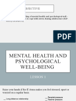 Mental Health and PSYCHOLOGICAL WELL BEING 1