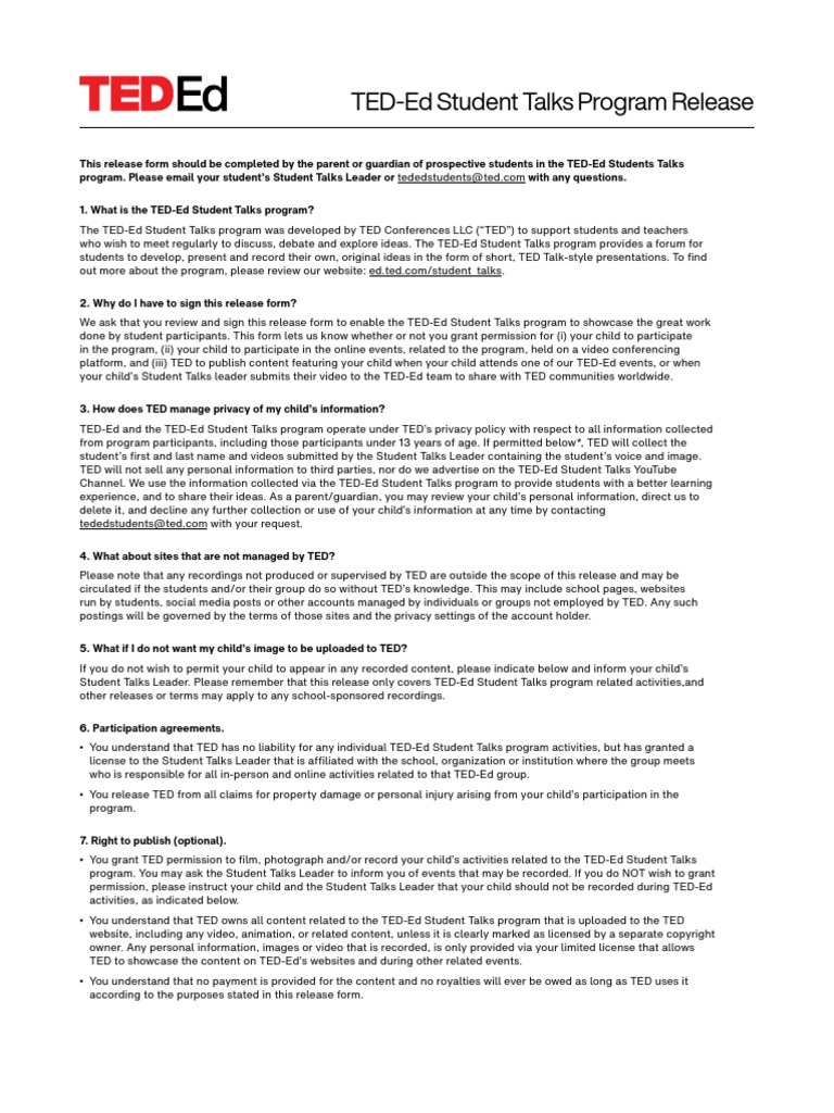 TED-Ed - Permission Form - Omar Mahmoud Gamal | PDF