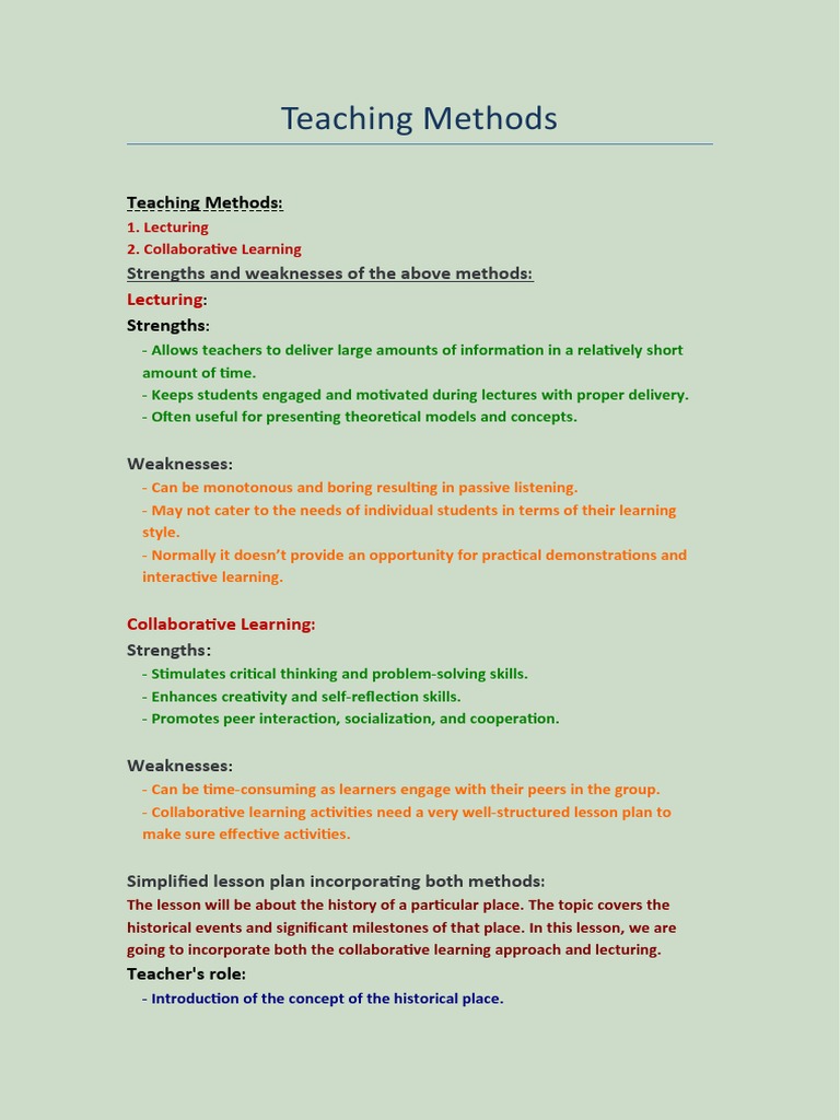 Effective Teaching Methods Overview | PDF | Teaching Method | Learning