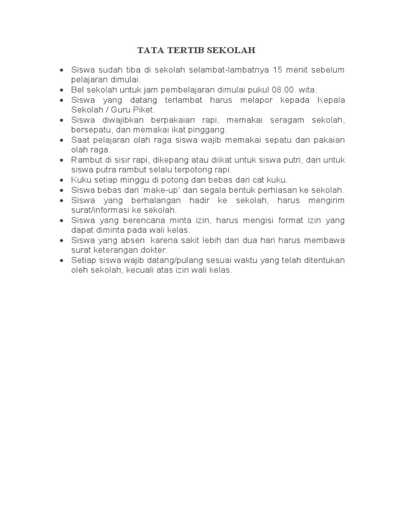 Tata Tertib dan Disiplin Siswa Sekolah | PDF