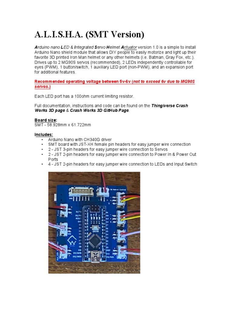 A.L.I.S.H.A. Arduino Helmet Actuator | PDF | Arduino | Electrical  Engineering
