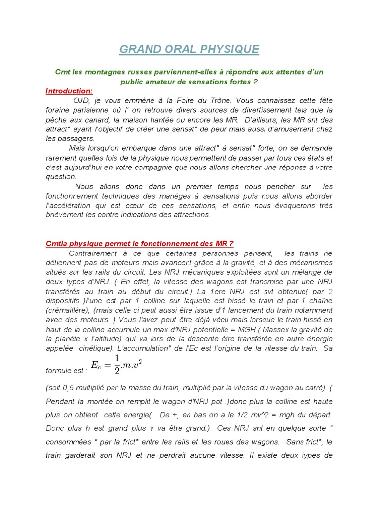 Grand Oral Physique PDF