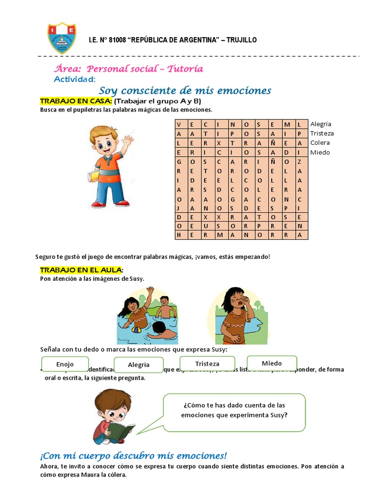 Ficha 4 Soy Consciente de Mis Emociones | PDF | Las emociones