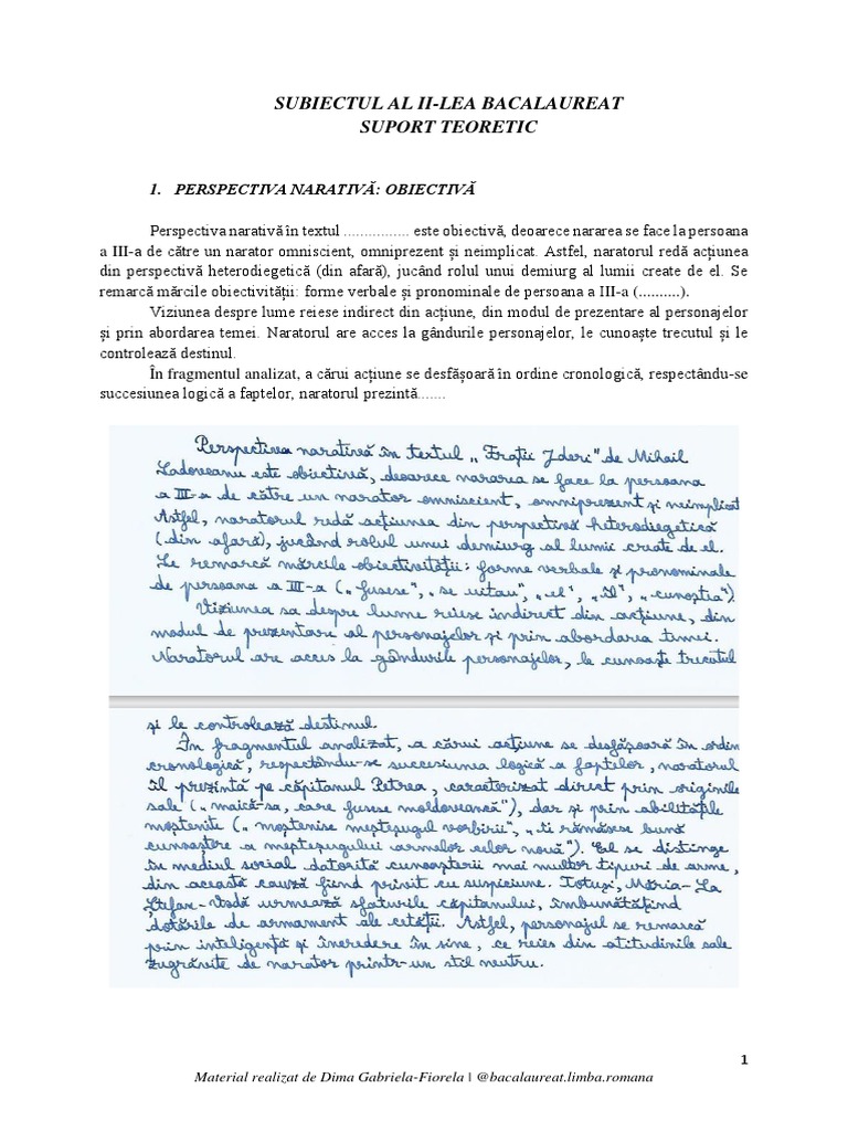 Subiectul Al II-lea - Bacalaureat Limba Română | PDF