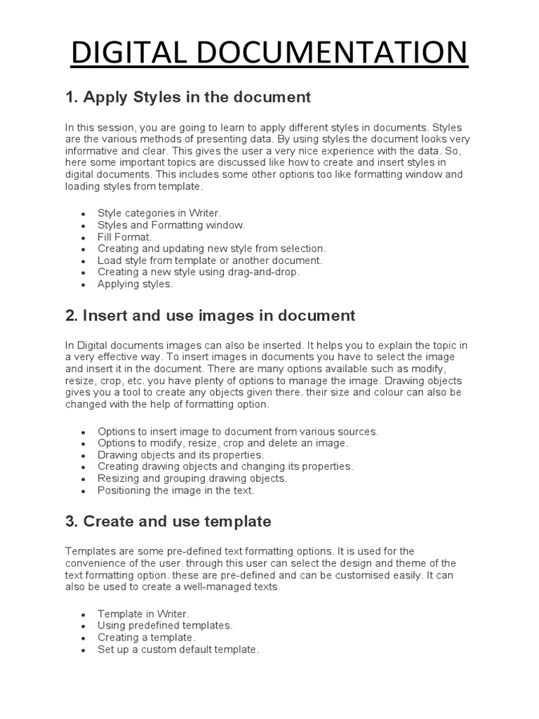 Digital Documentation Notes Class 9