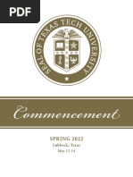 Texas Tech University Commencement Program - Spring - May 2022