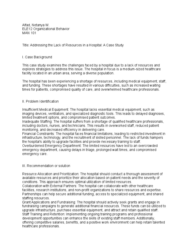 Case Study PDF Hospital Emergency Department