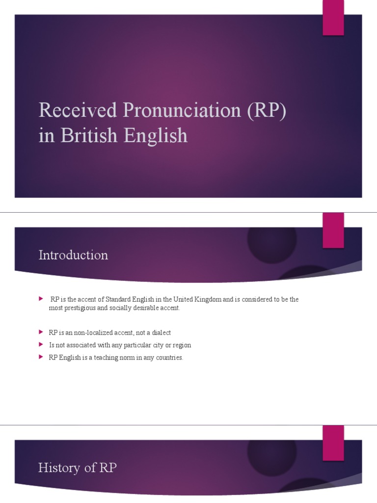 Received Pronunciation (RP) in British English PDF