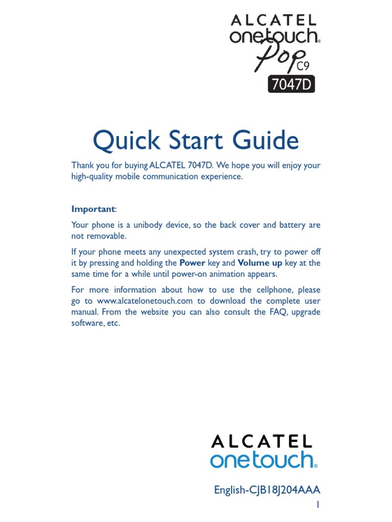 Alcatel 7047D Quick Start Guide | PDF | Wi Fi | Telephone