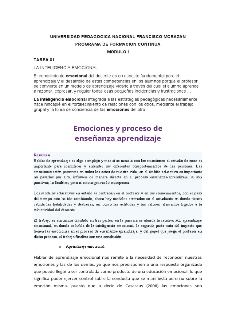 Inteligencia Emocional en Educación | PDF | Las emociones | Aprendizaje