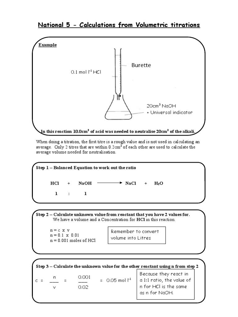 n5 Titrations Practice 2 PDF Acid Hydroxide
