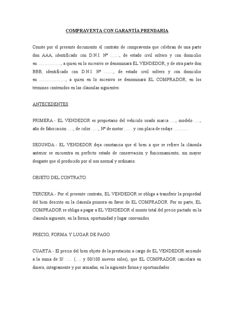 Comprav. Con Garantía Prendaria | PDF | Derecho empresarial | Ley común