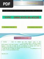 A Project Report On MS Access With Database