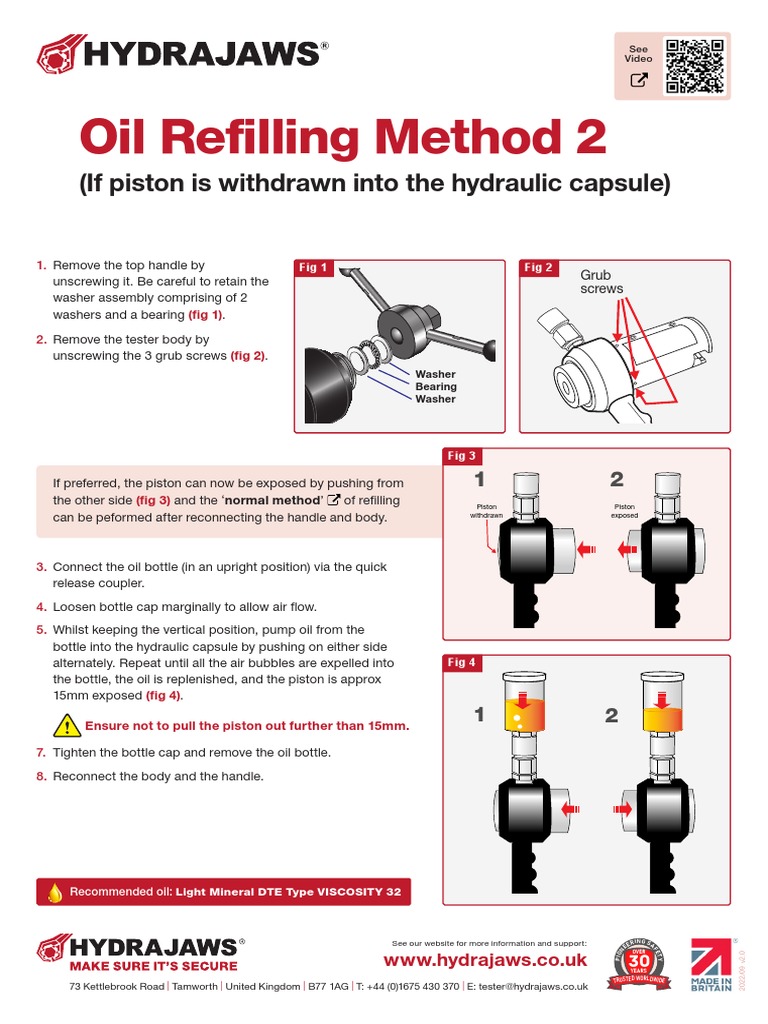 Hydraulic Capsule Oil Refilling Guide | PDF | Tools | Mechanical ...