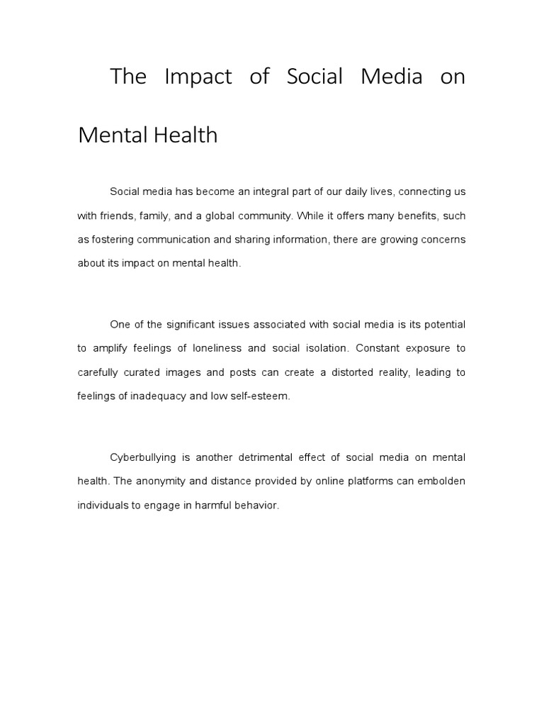 Social media influence on mental health