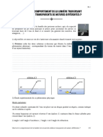 Devoir 2 Quel Est Le Comportement de La Lumiere Traversant Des Milieux Transparents de Natures Differentes Bac Pro