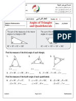 Angles of Triangles and Quadrilaterals Grade 6 Worksheet