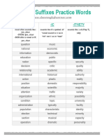 Common Suffixes Practice Words