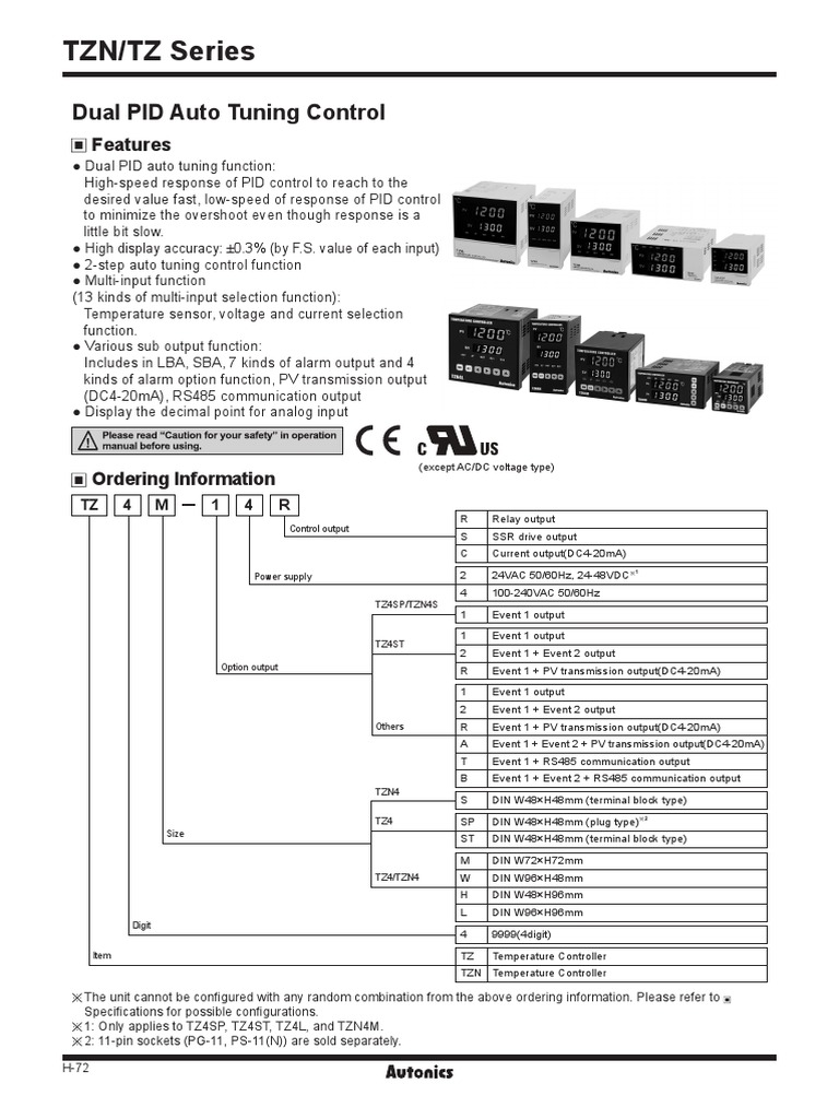 Autonics TZ Series Temperature Controllers | PDF