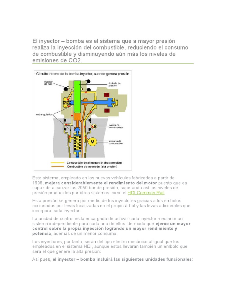 Ventajas y fallos del inyector-bomba | PDF