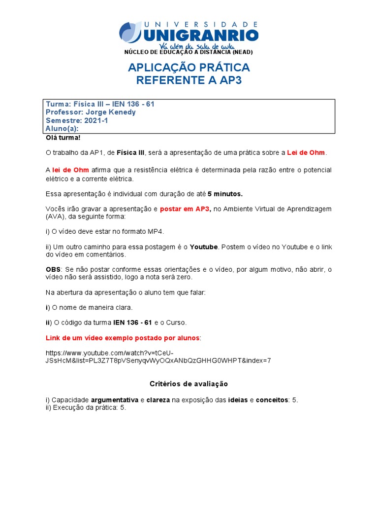 Template Da Ap3 De Física Iii 2021 1 Pdf