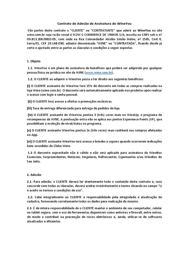 Contrato de Adesao de Assinatura Wineyou PDF