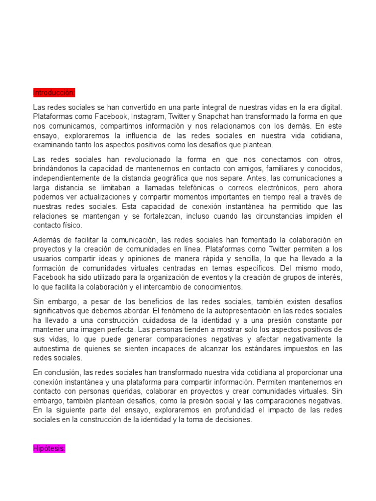 Impacto de las Redes Sociales en la Vida Diaria | PDF | Servicio de ...
