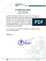 Comunicado: DDE-SJ/N° 00032/2022 San Julián, 23 de Marzo de 2022