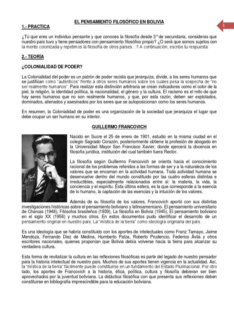 5to El Filósofo Guillermo Francovich | PDF | Bolivia | Pensamiento