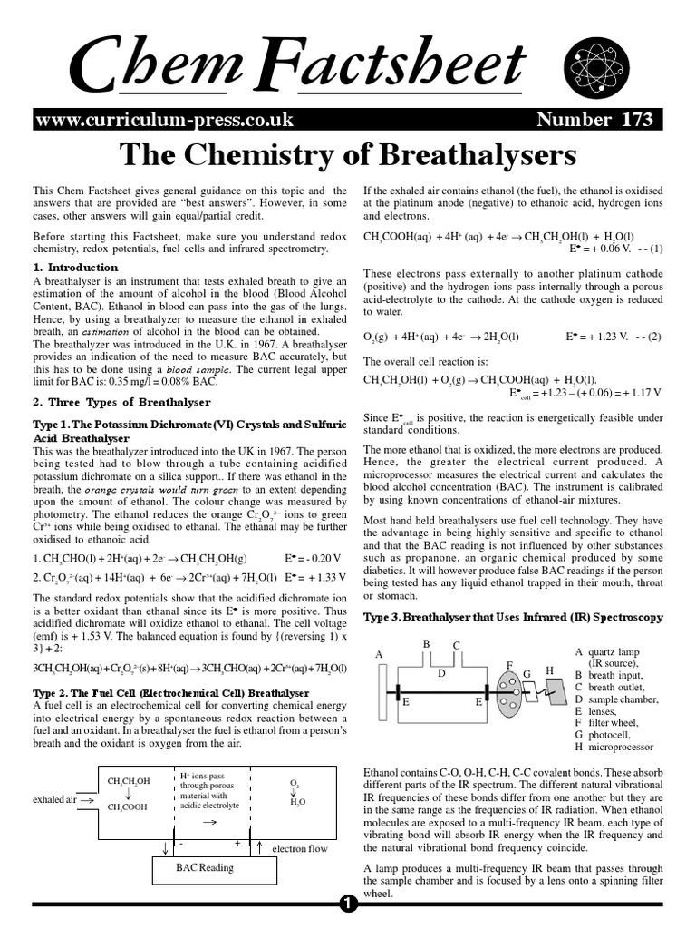 173 The Chemistry of Breathalysers PDF