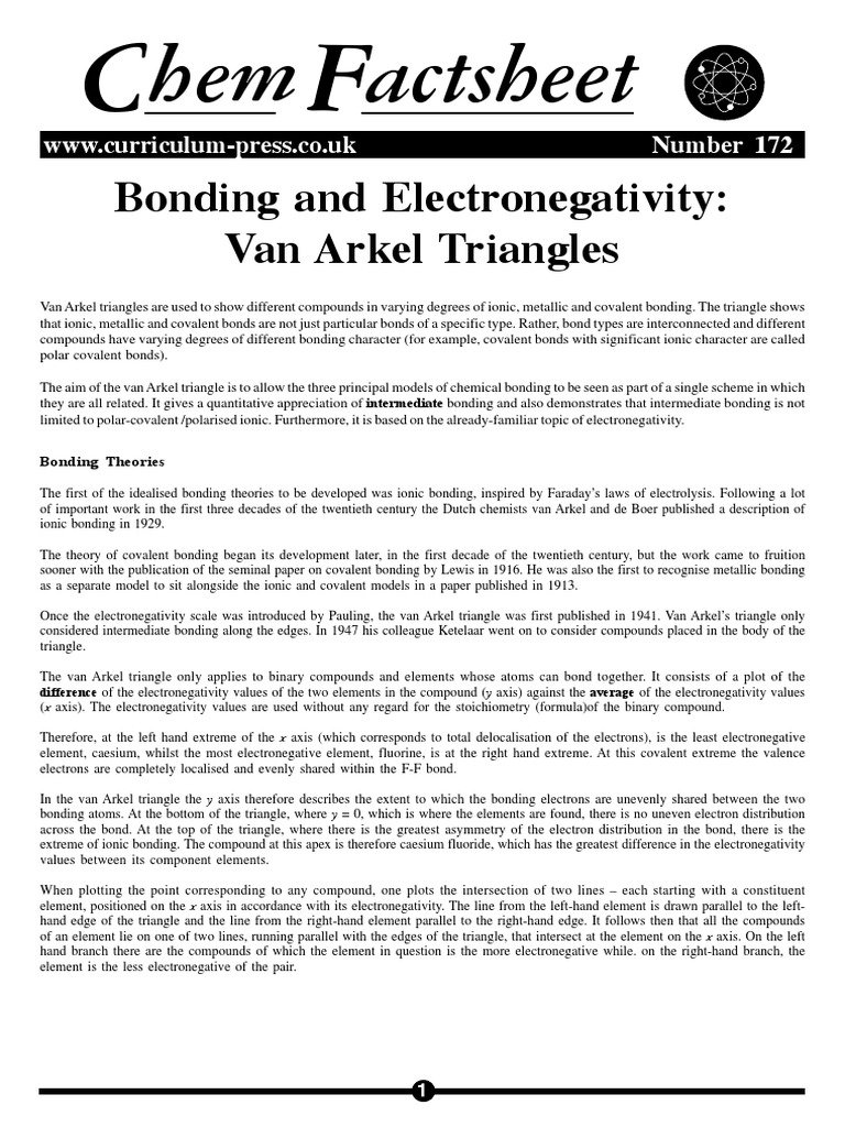 172 Bonding and Electronegativity - Van Arkel Triangles | PDF ...