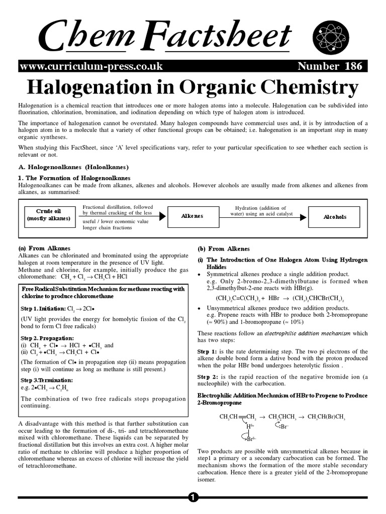 186 Halogenation In Organic Chemistry Pdf